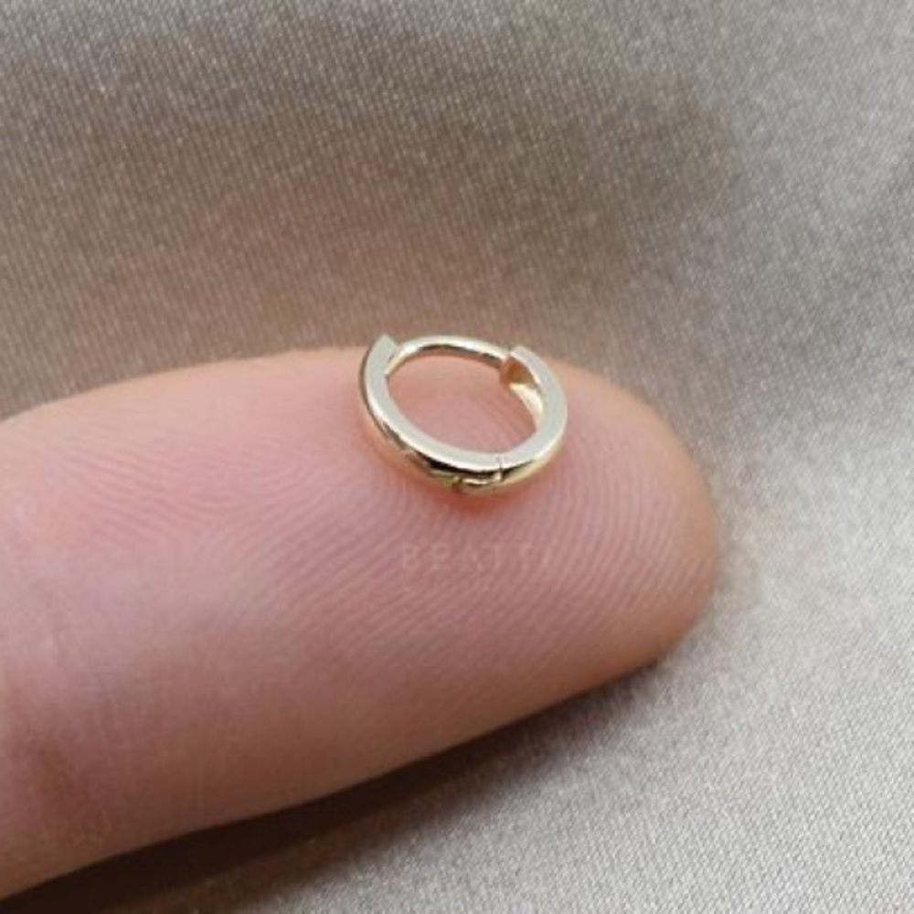 Tiny 14K Solid Gold Huggie Hoop Earring 5mm